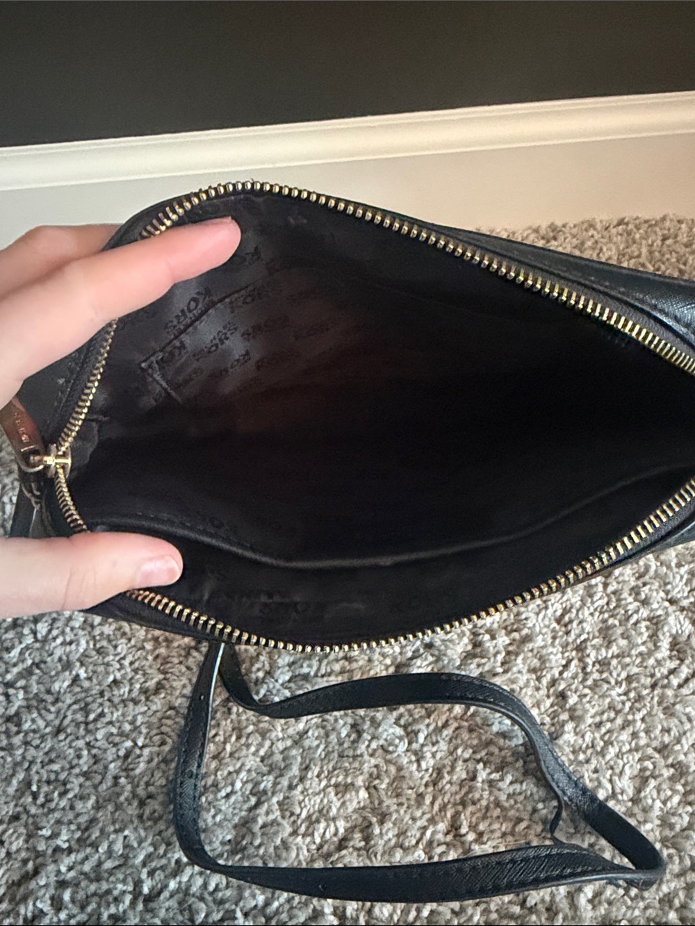 Michael Kors Black Leather Crossbody with Gold Logo - Picture 5 of 5